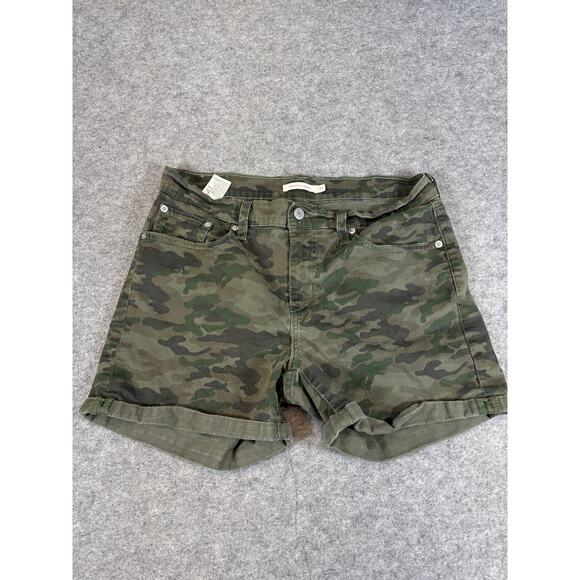 VINTAGE Levis Mid Length Shorts Womens Size 31 Green Camouflage White Tab Army - Picture 1 of 8